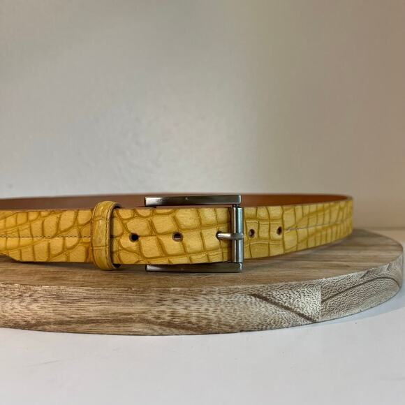 Martin Dingman Yellow Alligator Full Grain Leather USA Made Belt Size Large/XL - Picture 2 of 12